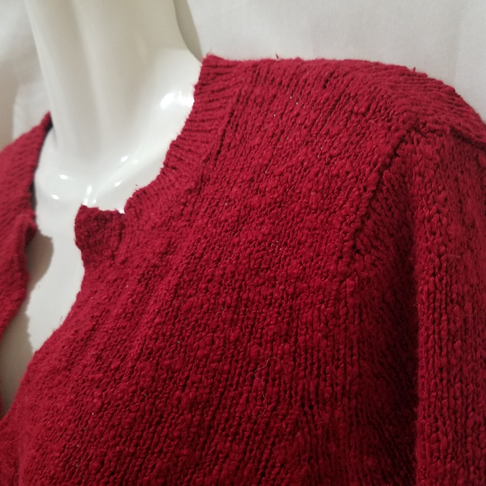 Tommy Bahama Sweater Red Nubby V-neck Split Hem - Picture 6 of 6
